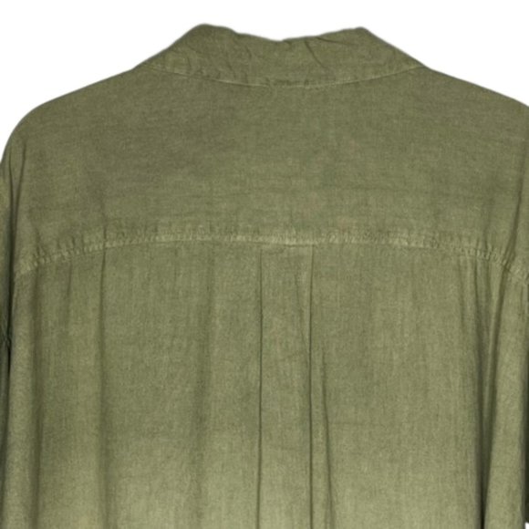Jason Wu Dip Dye Linen Button Front Shirt - Olive - L - Picture 6 of 7